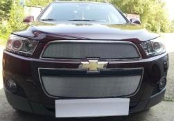 Защитная решетка радиатора Chevrolet Captiva (Шевроле Каптива) 2012-2013 верх и низ хром.