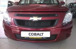 Защитная решетка радиатора Chevrolet Cobalt (Шевроле Кобальт) 2013 низ черная