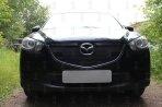 Защита радиатора Mazda CX5 2015-2017 с парктроником верх и низ черная